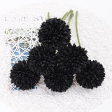 15pcs Black Artificial Silk Hydrangea Chrysanthemum Ball Flowers - Chic Decor for Minimalist and Gatsby Weddings