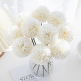 25Pcs Silk Chrysanthemum Ball White Bouquets Hydrangea - Elegant Floral Decor for Minimalist and Gatsby Weddings