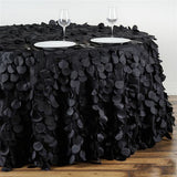 Luxurious Black Circle Petals Round 120" Tablecloth - Perfect for Minimalist and Gatsby Weddings