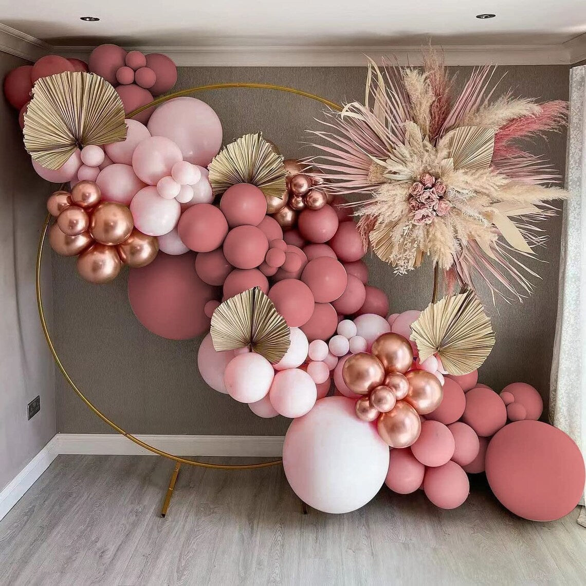 Blush & Rose Gold Elegance Balloon Arch Kit – Perfect for Chic Celebrations