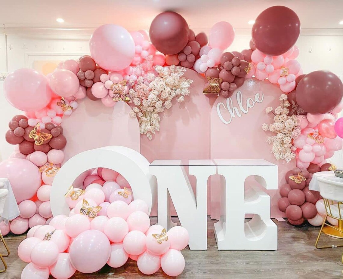 Pink and Dusty Pink Balloon Garland - Delicate and Stylish Decor for All Occasions!