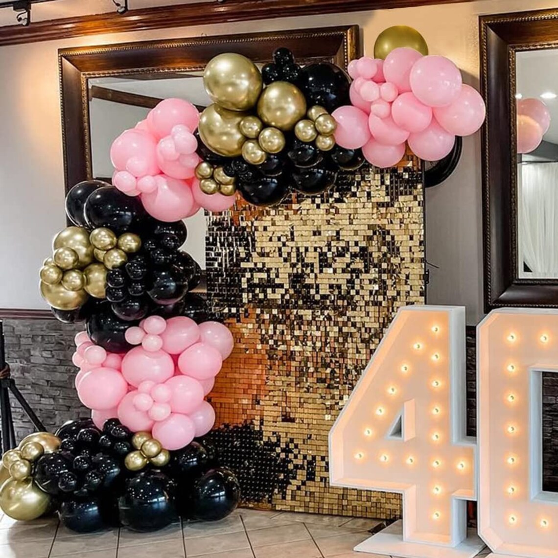 Pink and Black Balloon Garland - Bold and Chic Decor for Stylish Celebrations!