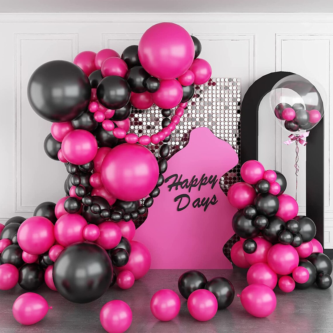 Hot Pink and Black Balloons - Bold and Striking Decor for Vibrant Celebrations!