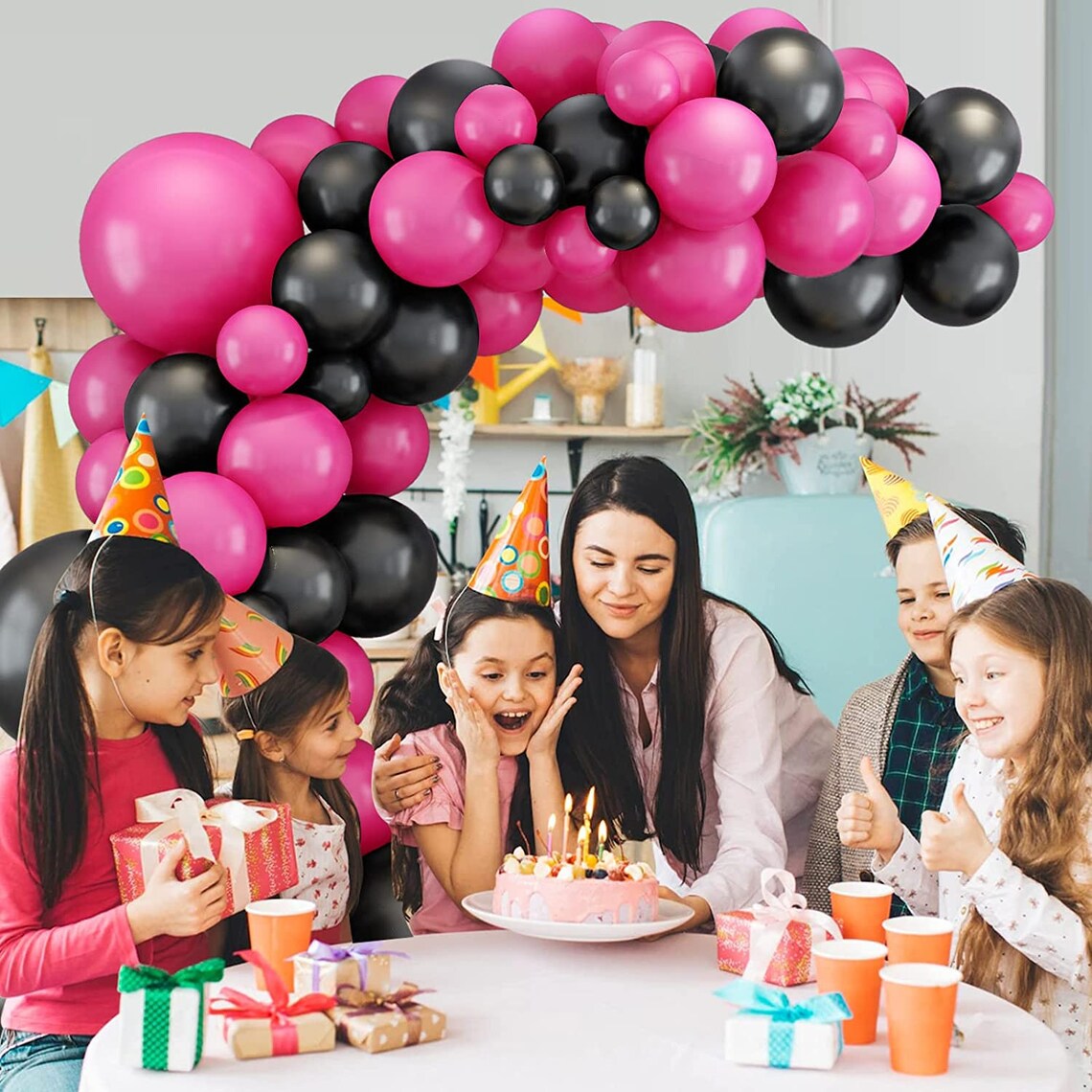 Hot Pink and Black Balloons - Bold and Striking Decor for Vibrant Celebrations!