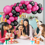 Vivid Pink and Black Balloon Ensemble - Daring and Dynamic Decor for Electrifying Events!