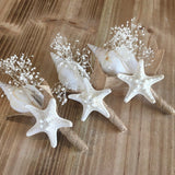 1 Pcs Beach Wedding Bridesmaid Boutonniere Bouquet with Dried Naturals and Seashells - Elegant Seaside Accessory