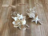 1 Pcs Beach Wedding Bridesmaid Boutonniere Bouquet with Dried Naturals and Seashells - Elegant Seaside Accessory